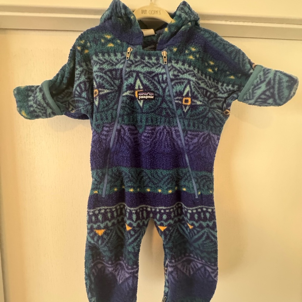 Patagonia Kids One Piece in Blue and Yellow
